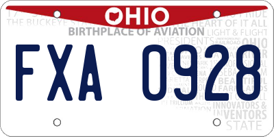 OH license plate FXA0928