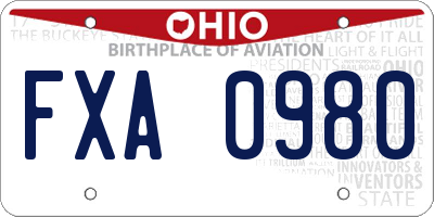 OH license plate FXA0980