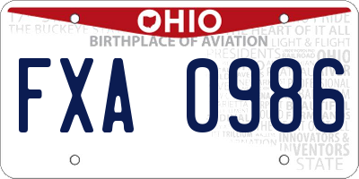 OH license plate FXA0986