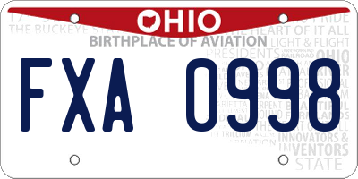 OH license plate FXA0998