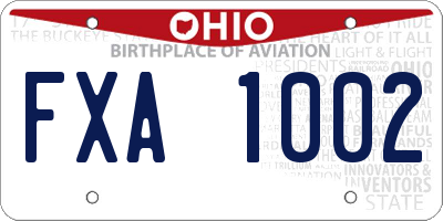 OH license plate FXA1002