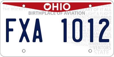 OH license plate FXA1012