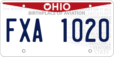 OH license plate FXA1020