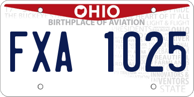OH license plate FXA1025