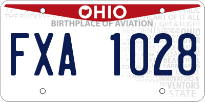 OH license plate FXA1028