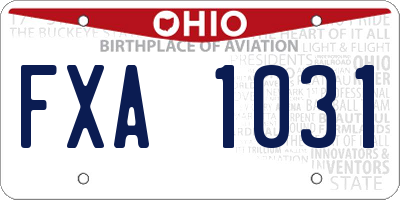 OH license plate FXA1031