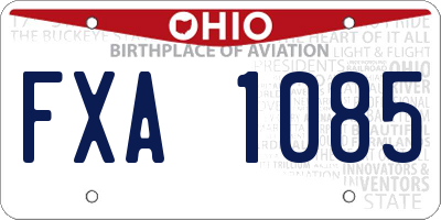 OH license plate FXA1085