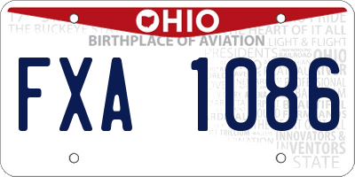 OH license plate FXA1086