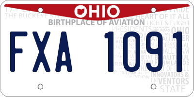 OH license plate FXA1091