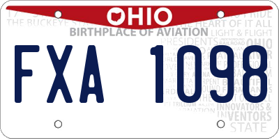 OH license plate FXA1098