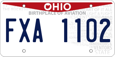 OH license plate FXA1102