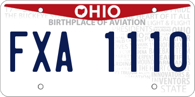OH license plate FXA1110