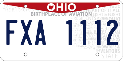 OH license plate FXA1112