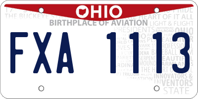OH license plate FXA1113