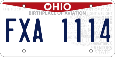 OH license plate FXA1114
