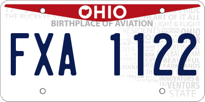 OH license plate FXA1122
