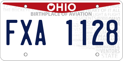 OH license plate FXA1128