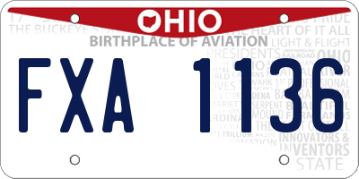 OH license plate FXA1136