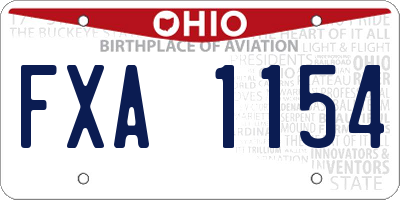 OH license plate FXA1154