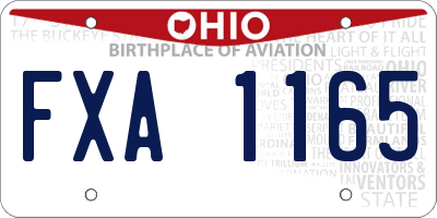 OH license plate FXA1165