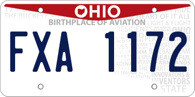 OH license plate FXA1172