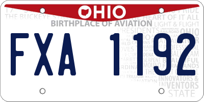 OH license plate FXA1192