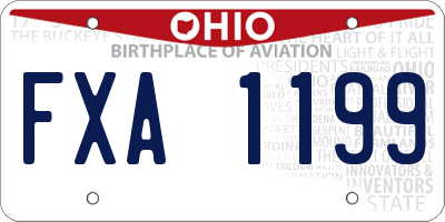 OH license plate FXA1199