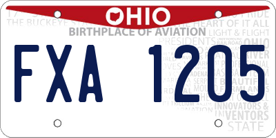OH license plate FXA1205