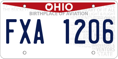 OH license plate FXA1206