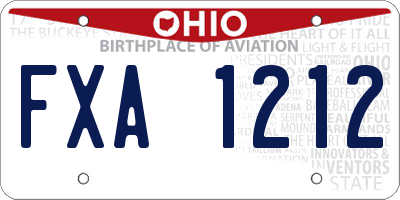 OH license plate FXA1212