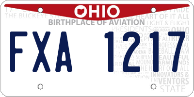 OH license plate FXA1217