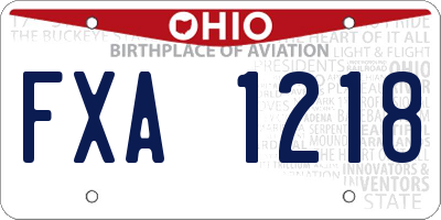 OH license plate FXA1218