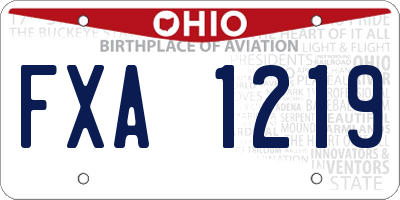 OH license plate FXA1219