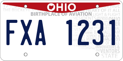 OH license plate FXA1231