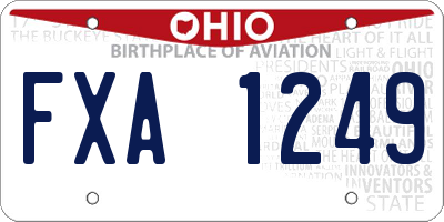 OH license plate FXA1249