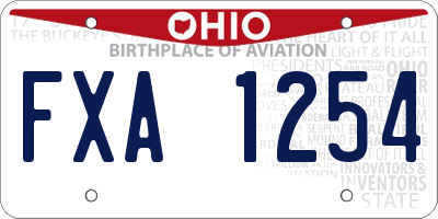 OH license plate FXA1254