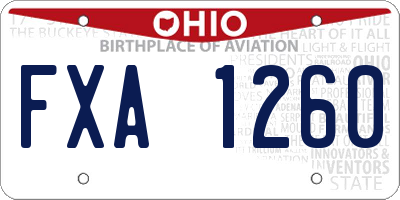 OH license plate FXA1260