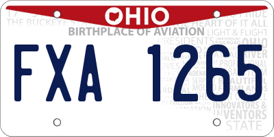 OH license plate FXA1265