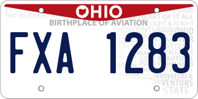 OH license plate FXA1283