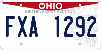 OH license plate FXA1292