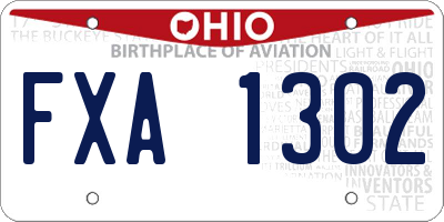 OH license plate FXA1302
