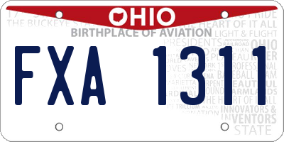 OH license plate FXA1311
