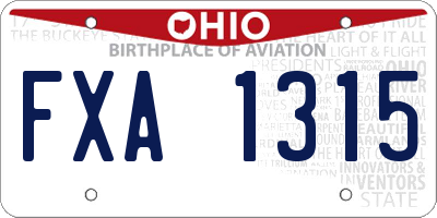 OH license plate FXA1315
