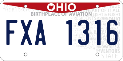 OH license plate FXA1316