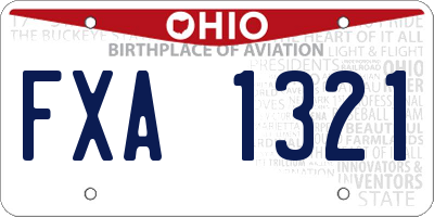 OH license plate FXA1321
