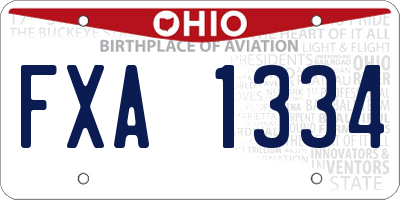 OH license plate FXA1334