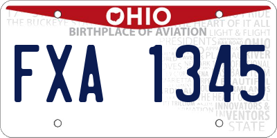 OH license plate FXA1345