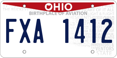 OH license plate FXA1412
