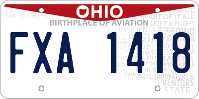 OH license plate FXA1418