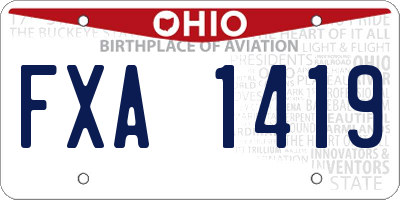 OH license plate FXA1419